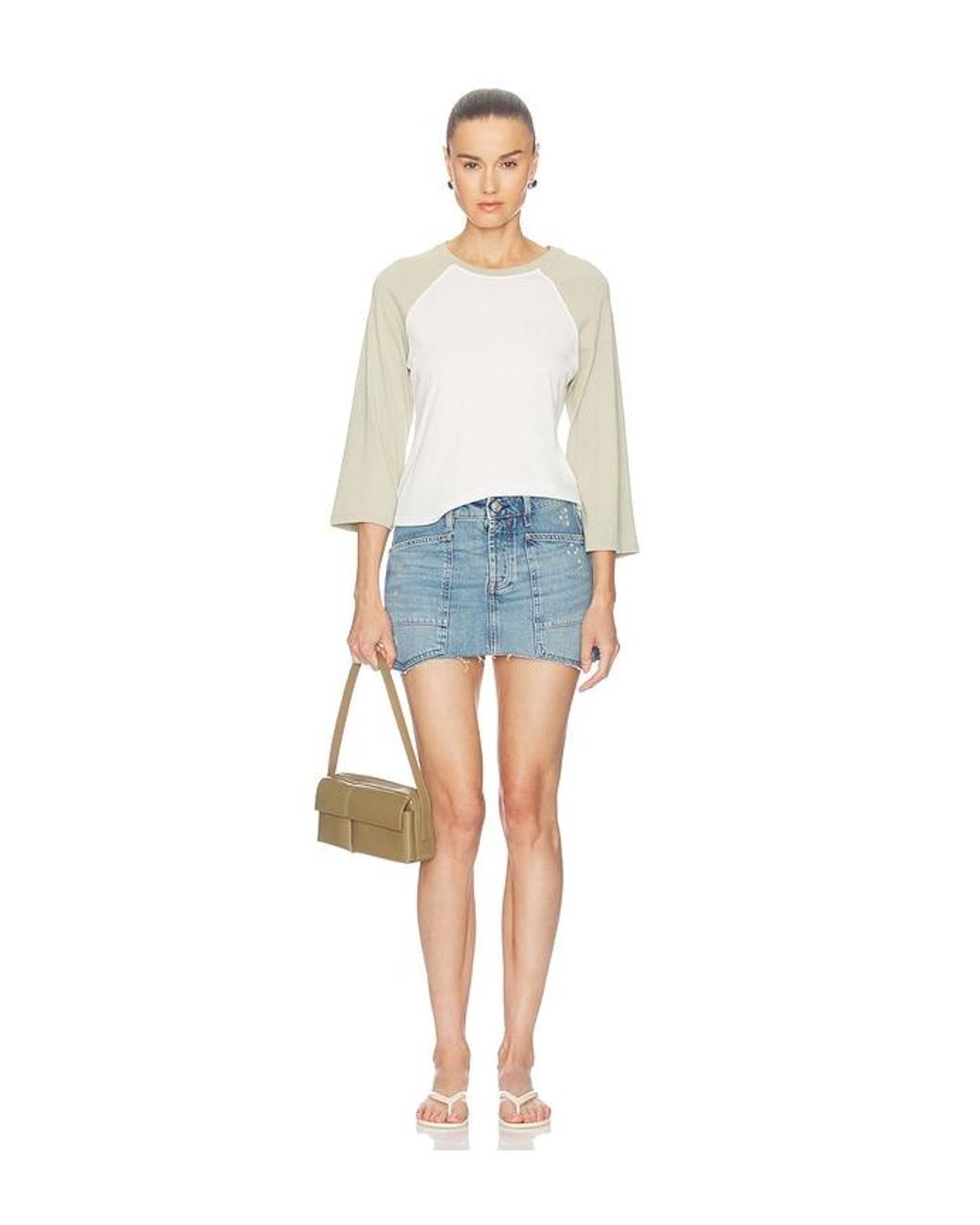 Free People Blue X We The Free Dolly Denim Mini Skirt