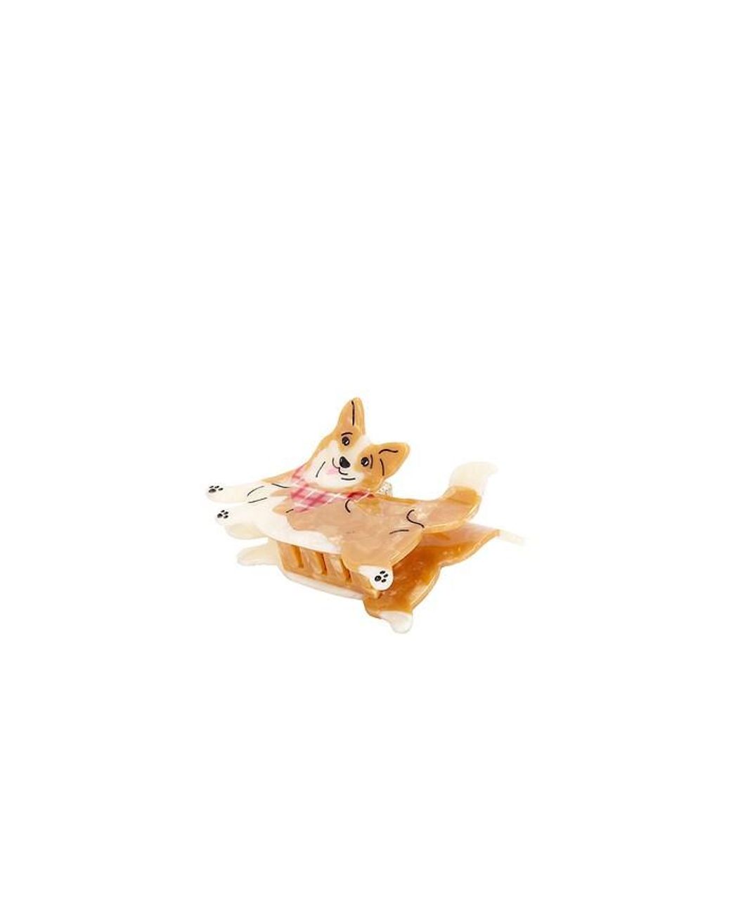 Solar Eclipse White Hand-Painted Corgi Claw Hair Clip