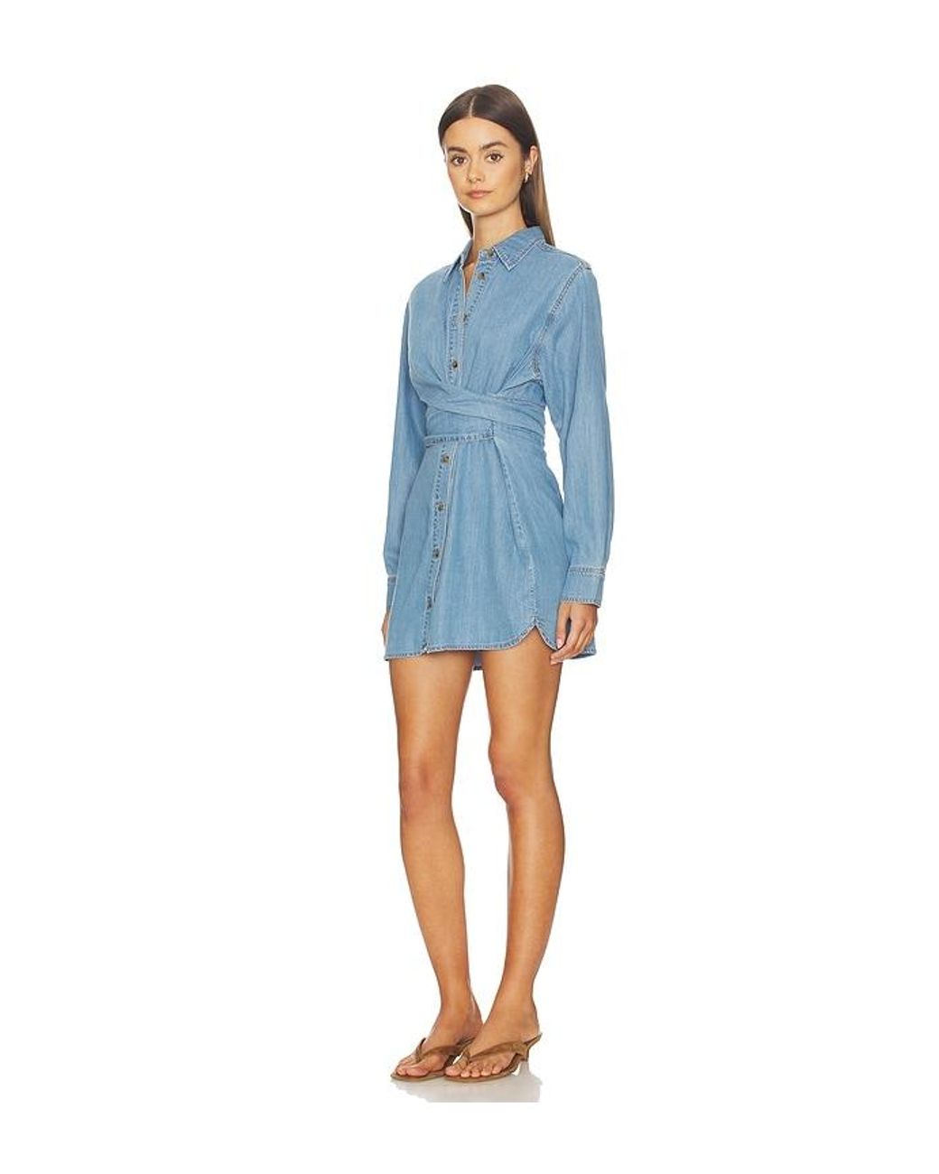 GOOD AMERICAN Blue Denim Wrap Shirt Dress