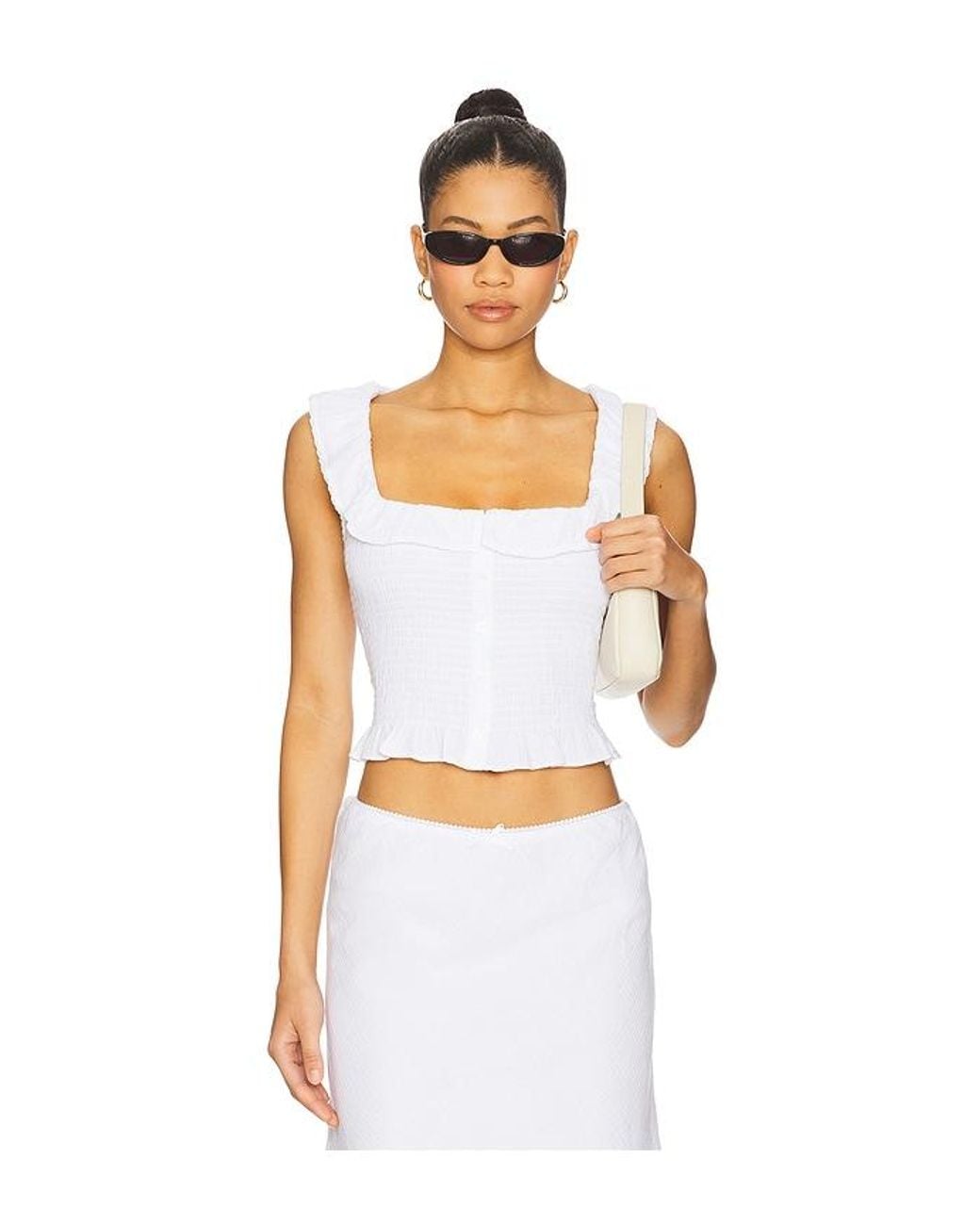 GUIZIO White Paloma Smocked Top
