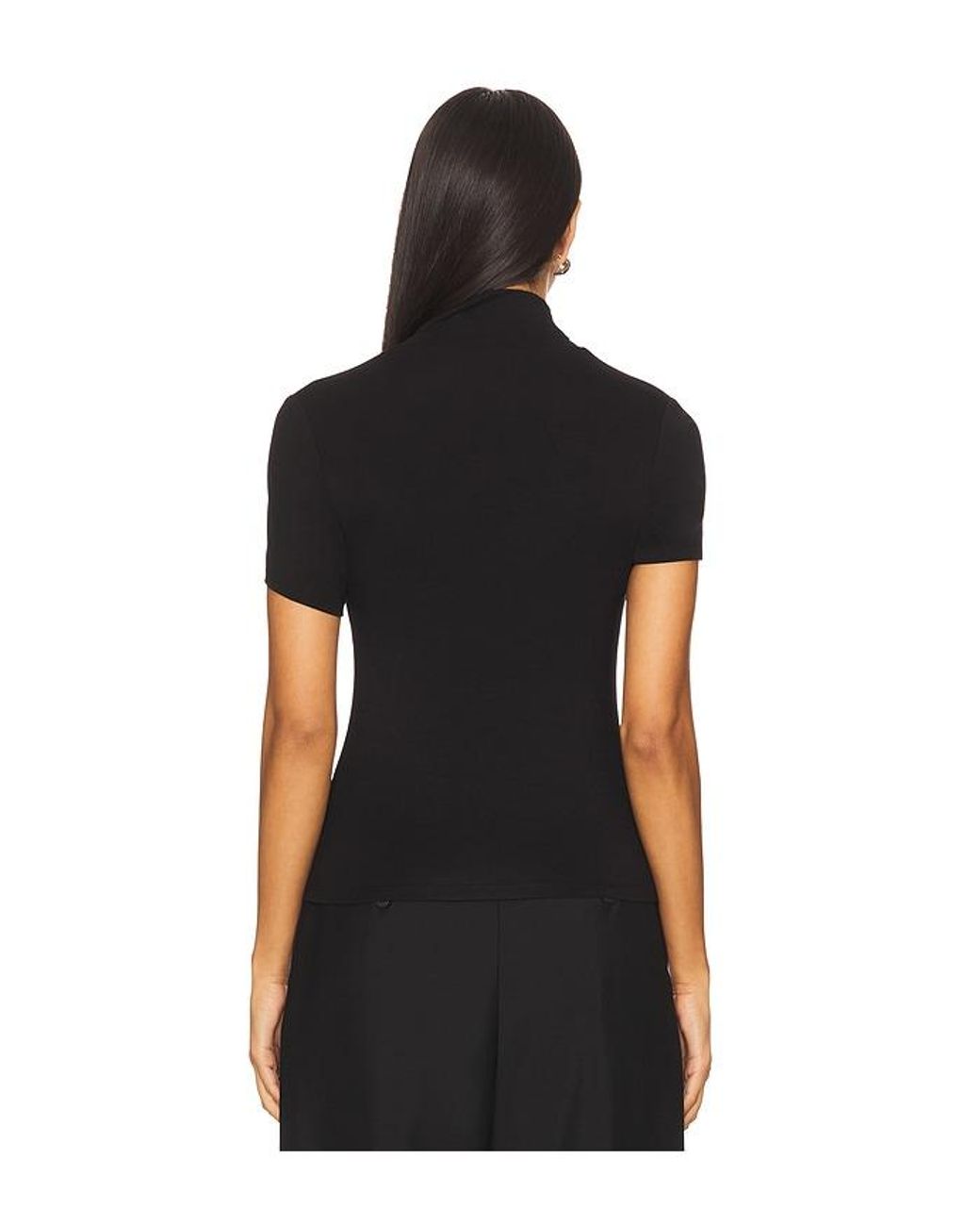 LNA Black Demi Fitted Mock Neck Top
