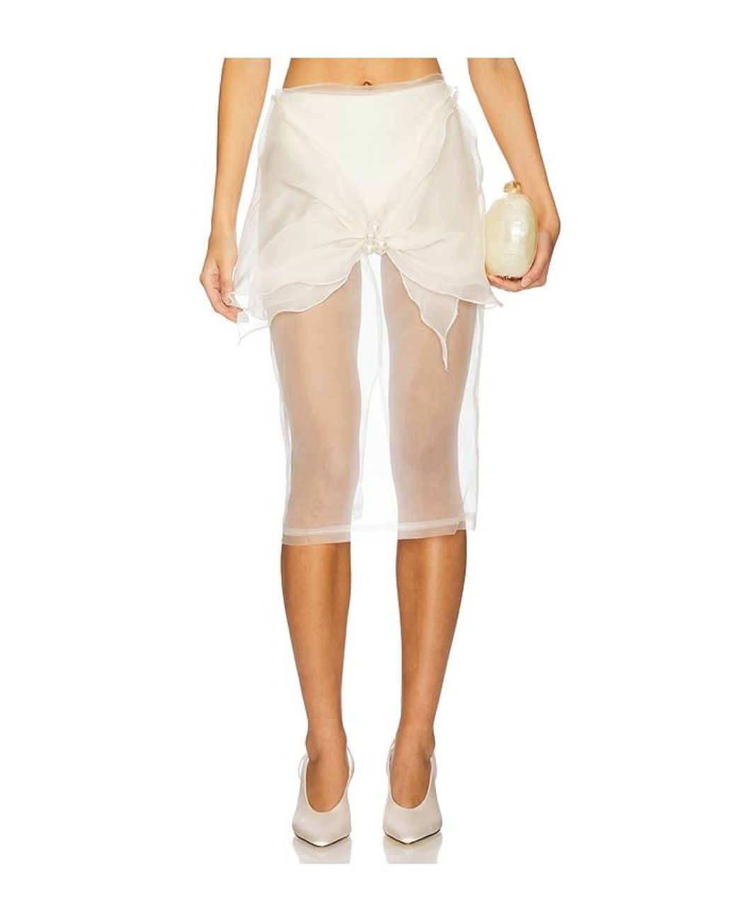 Milkwhite White X Revolve Organza Midi Skirt With Big Bow