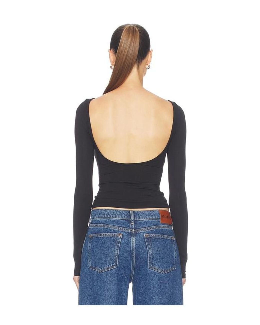 GRLFRND Blue Open-Back Long Sleeve Tee