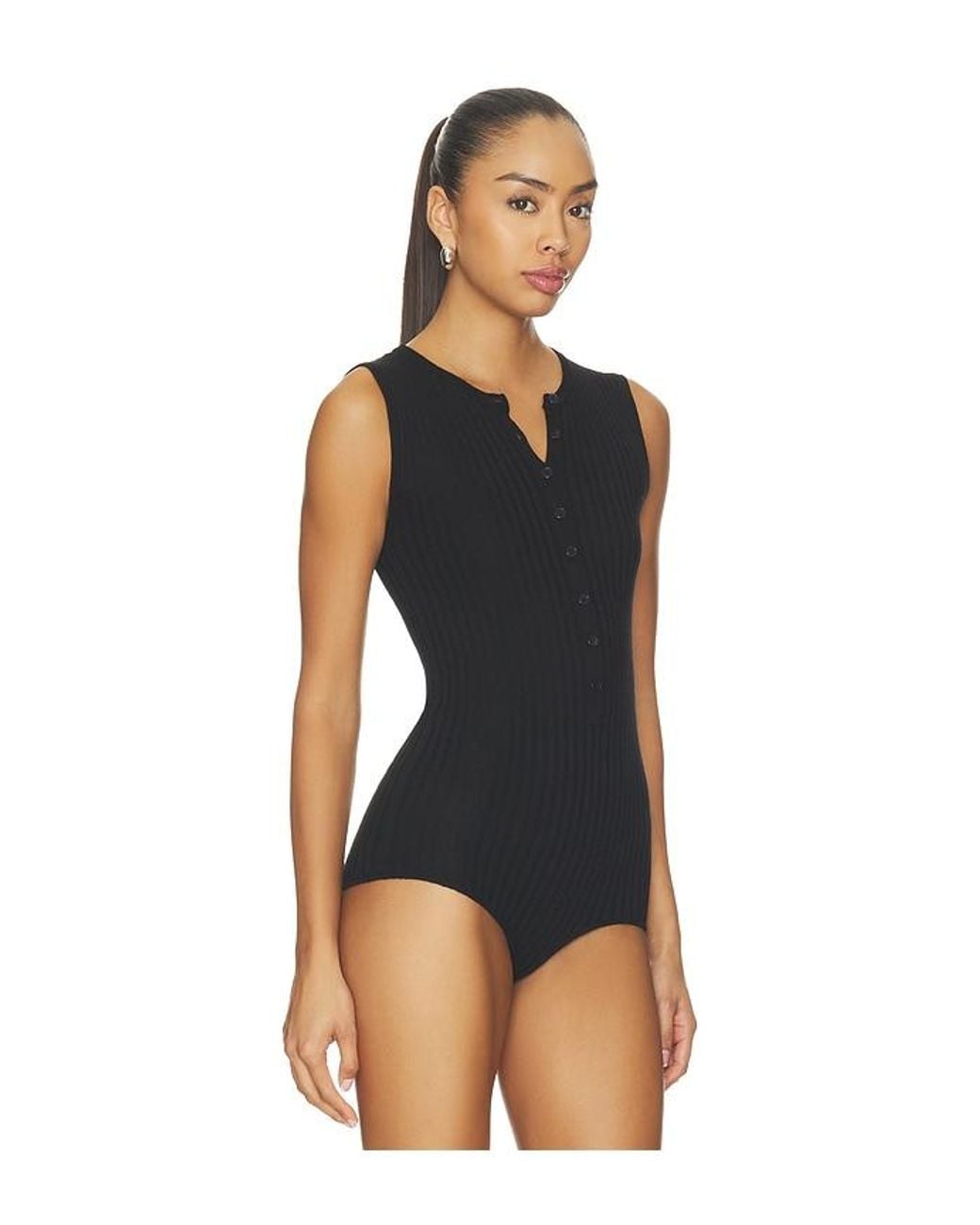 Monot Blue Sleeveless Knit Bodysuit
