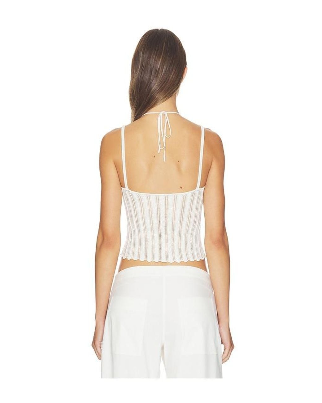 HAELO White Laced Chevron Halter Top