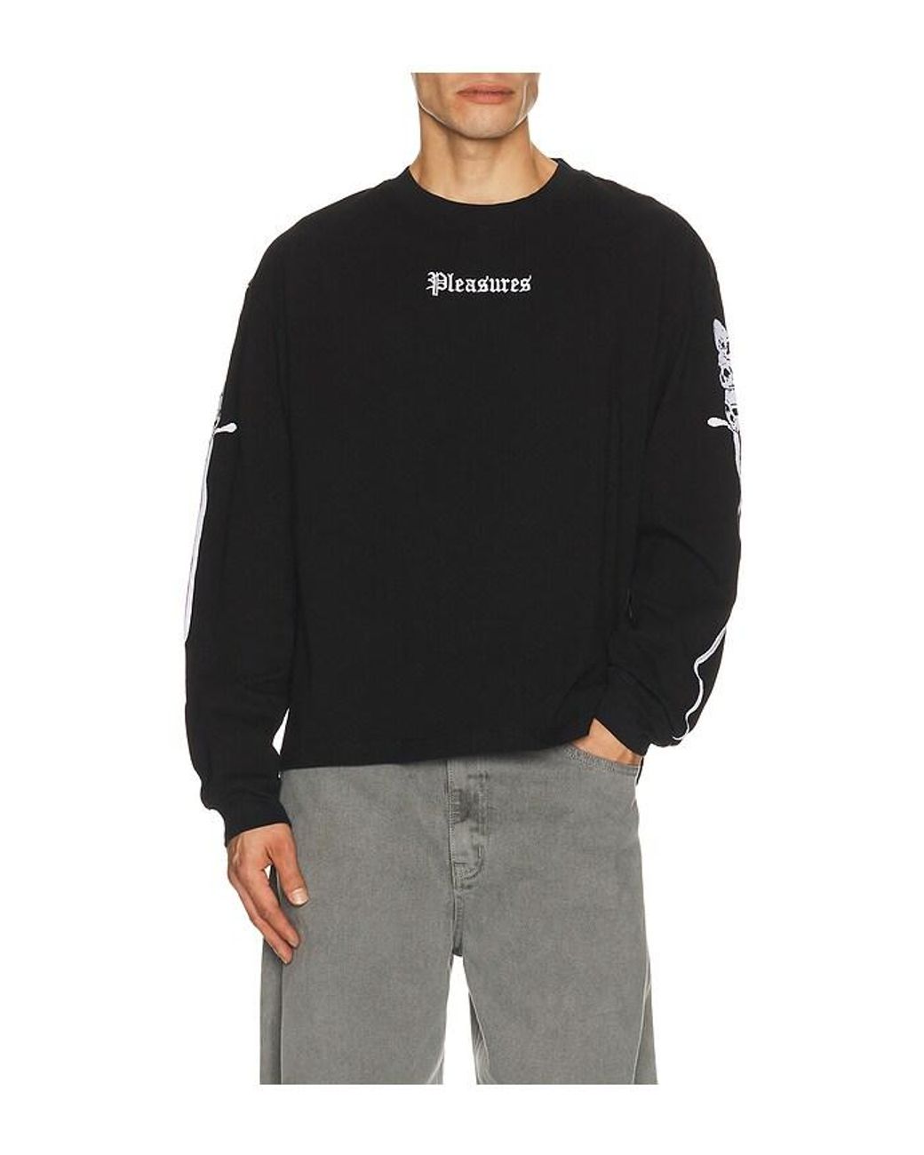 Pleasures Black Luster Heavyweight Long Sleeve Tee for men
