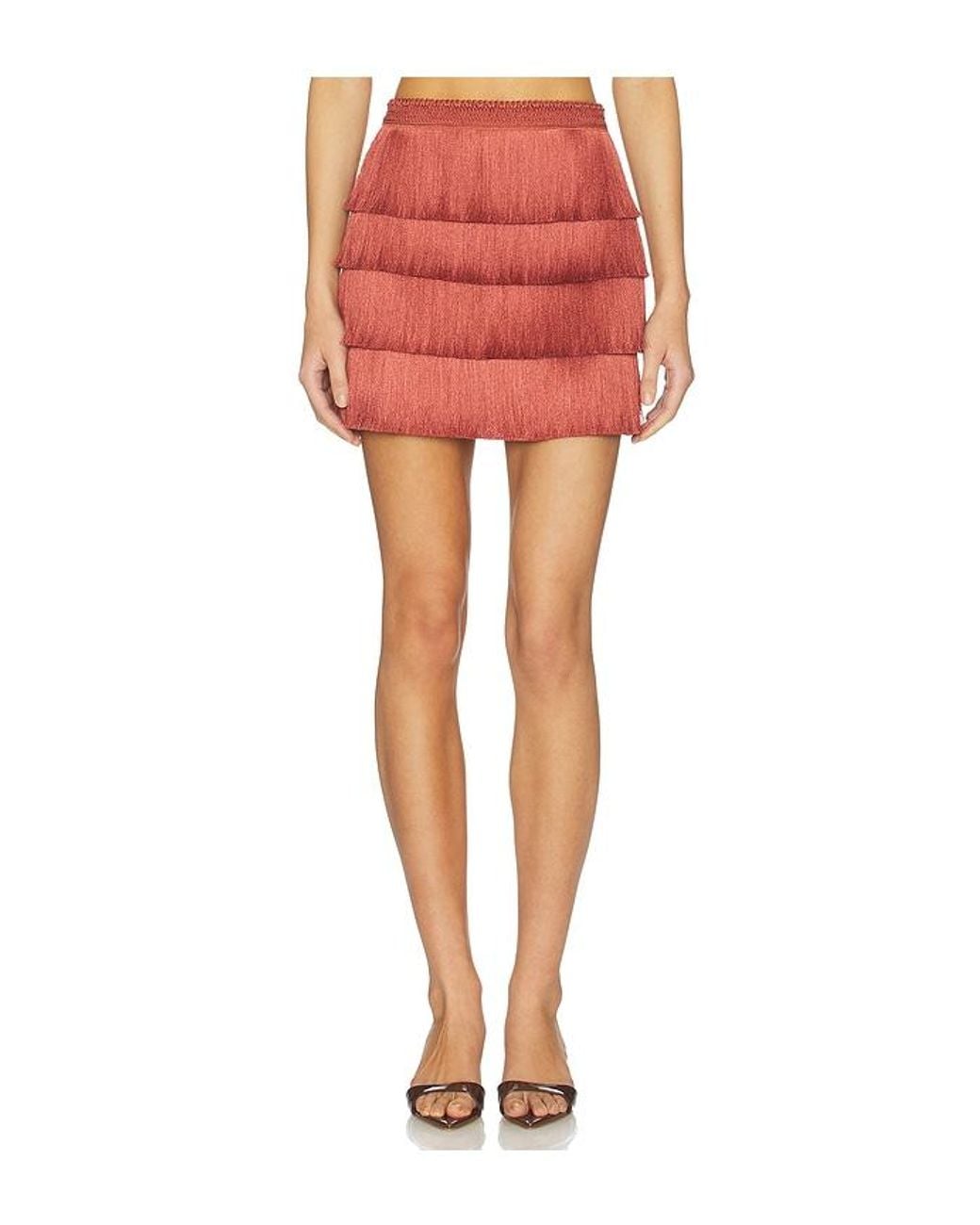 PATBO Red Amethyst Fringe Skirt