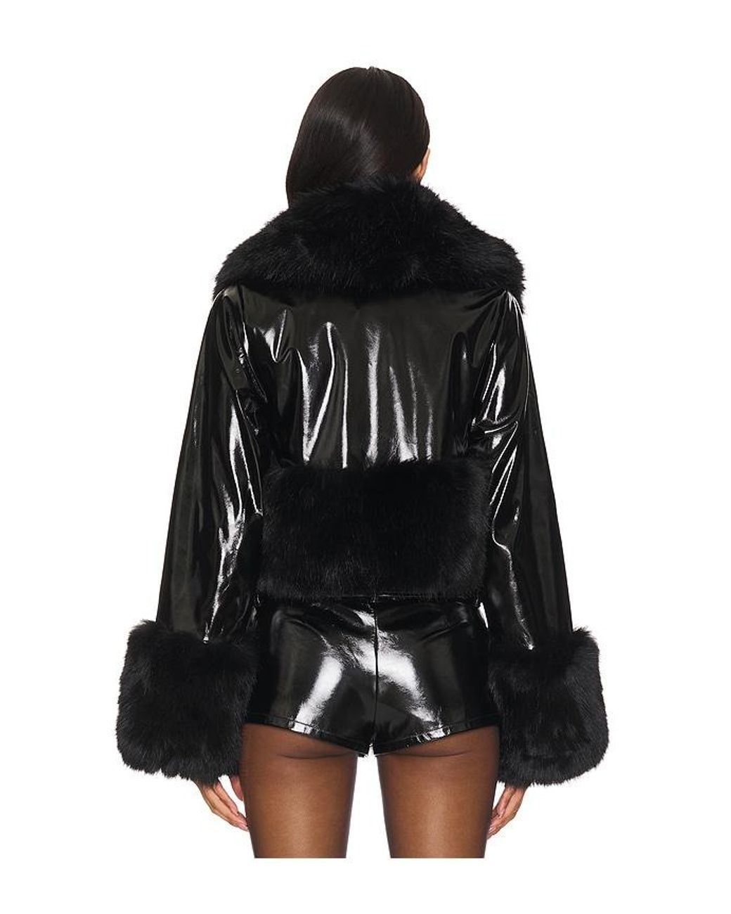 Lovers + Friends Black Faux Fur Trim Jacket