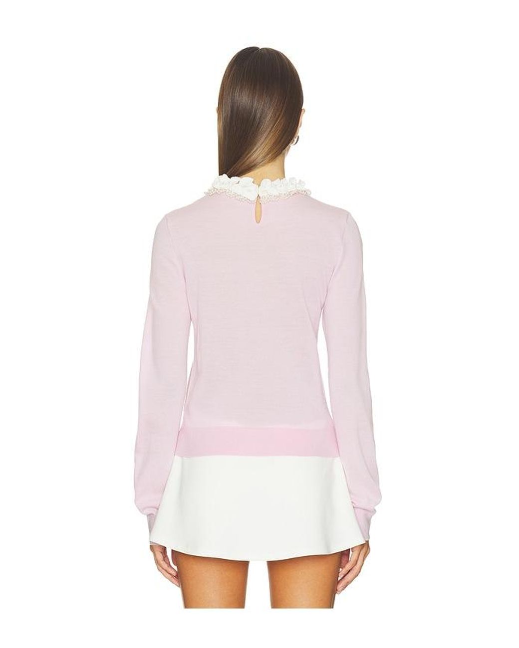 Self-Portrait White Flower Light Knit Jumper
