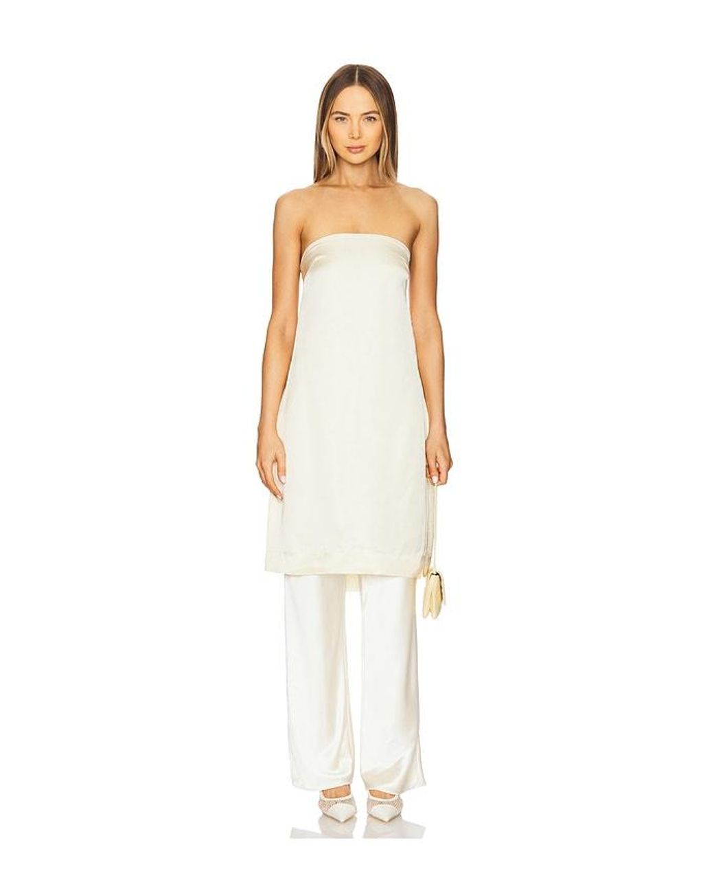 Top Strapless Midi En Color Ivory Talla En SWF de color White