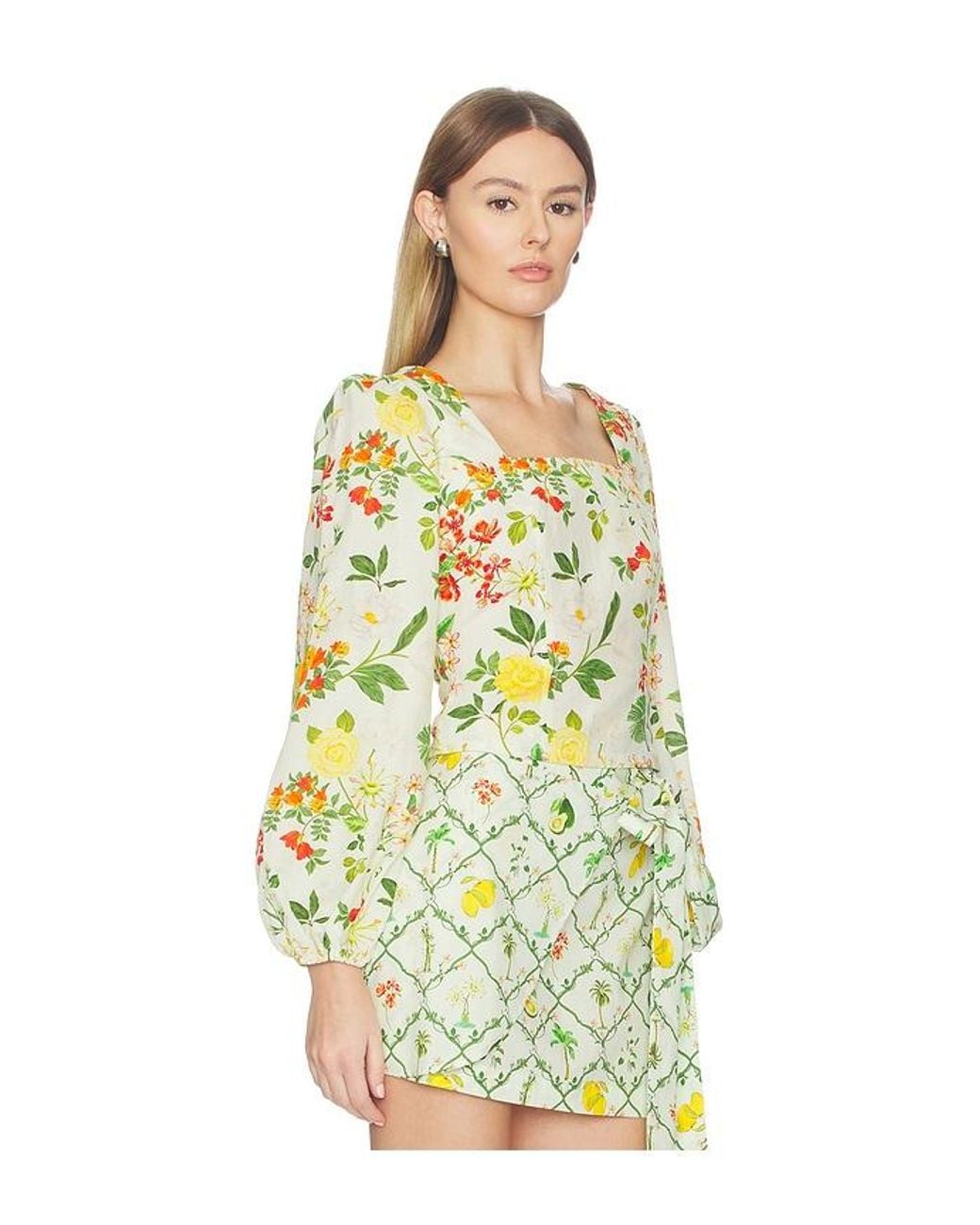 VERANDAH Yellow Square Neck Crop Blouse