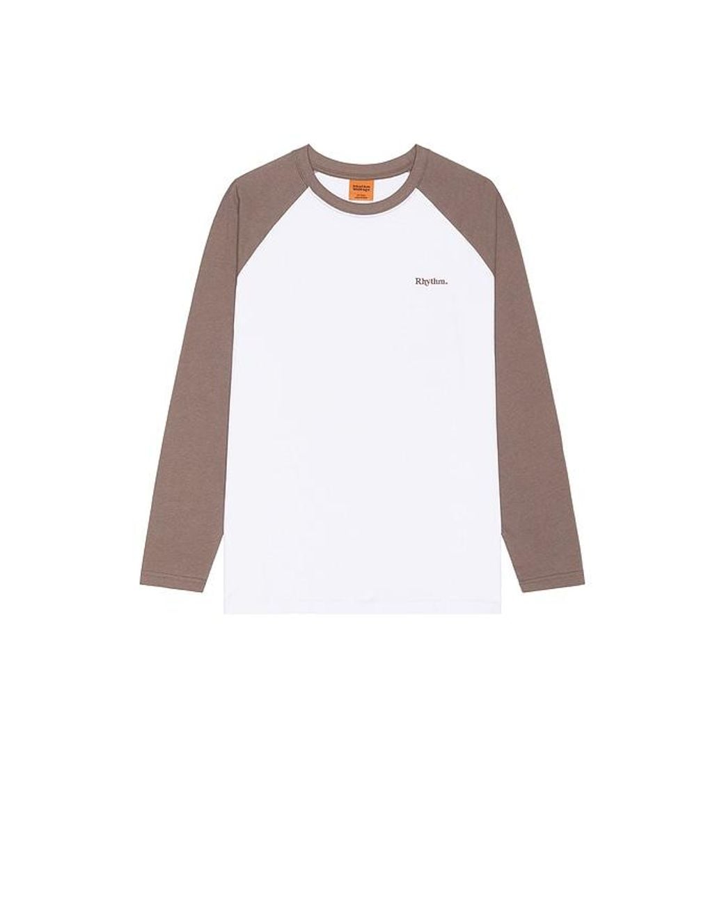 Rhythm White Foster Long Sleeve Tee Shirt for men