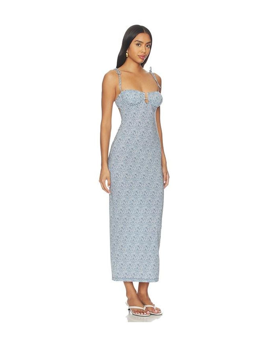 Montce Blue Petal Long Slip Dress
