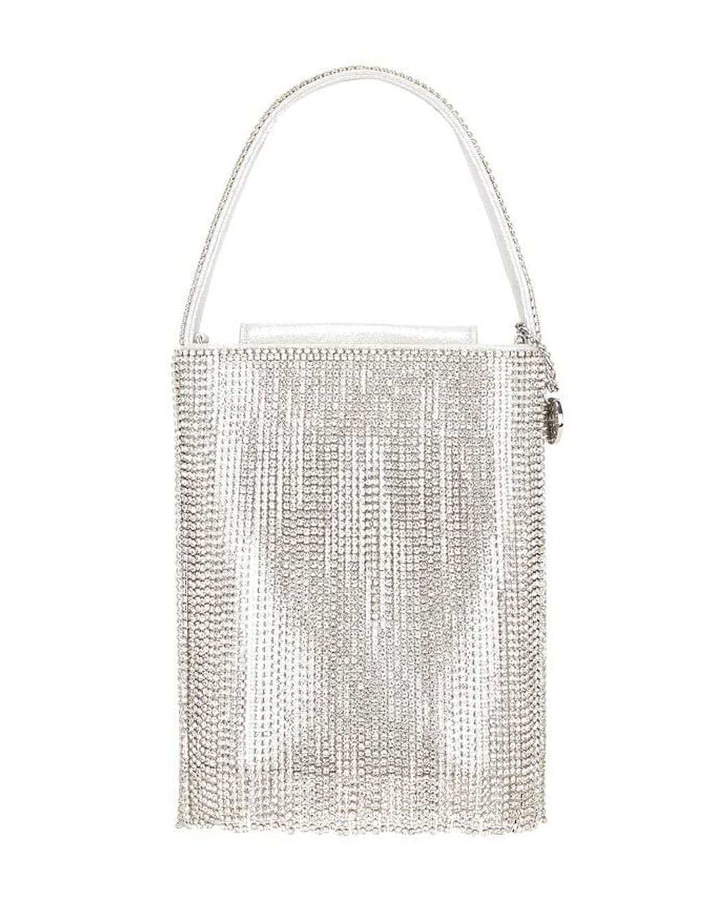 Olga Berg White Billie Crystal Fringe Bag