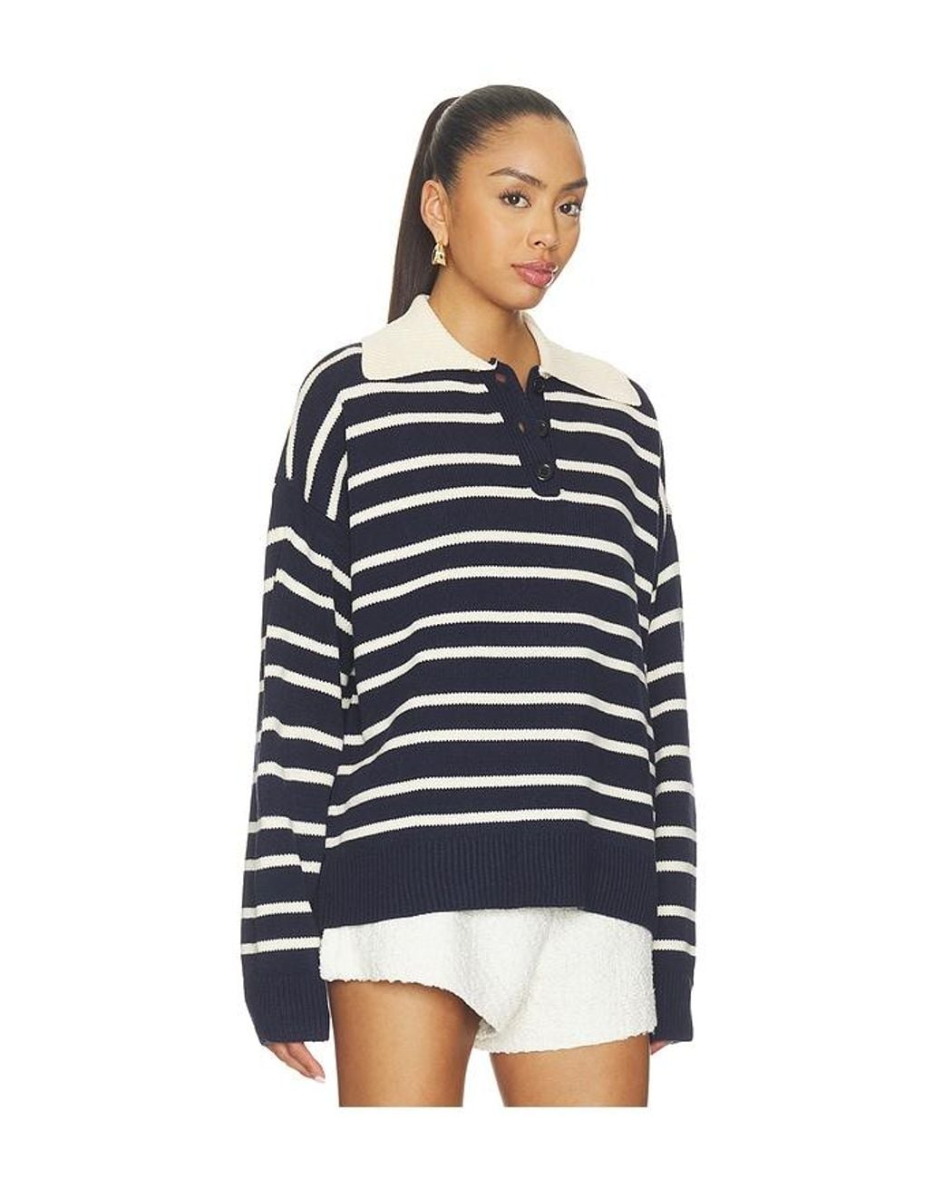 ALL THE WAYS Blue Clydie Polo Sweater