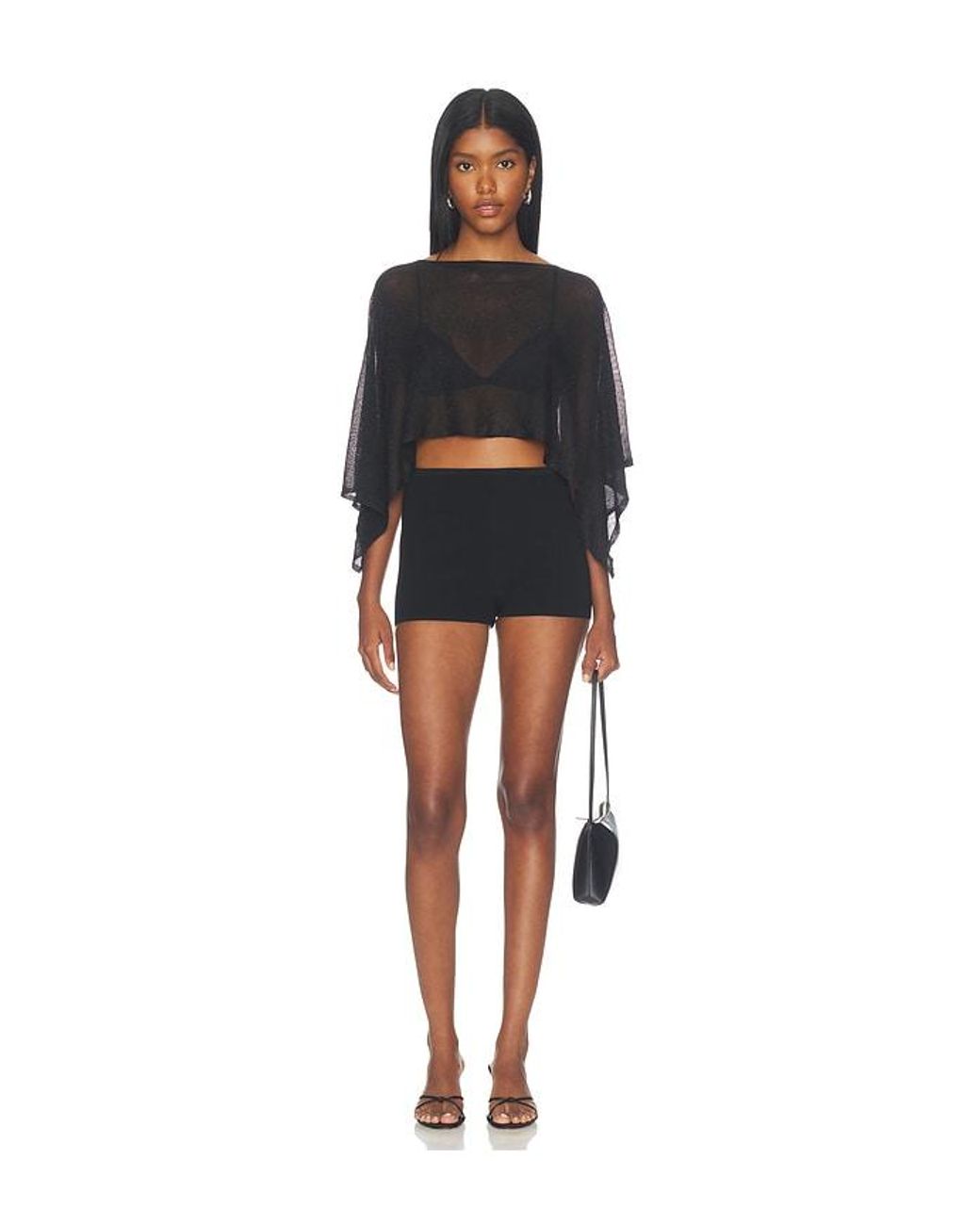 MORE TO COME Black Orson Knit Poncho