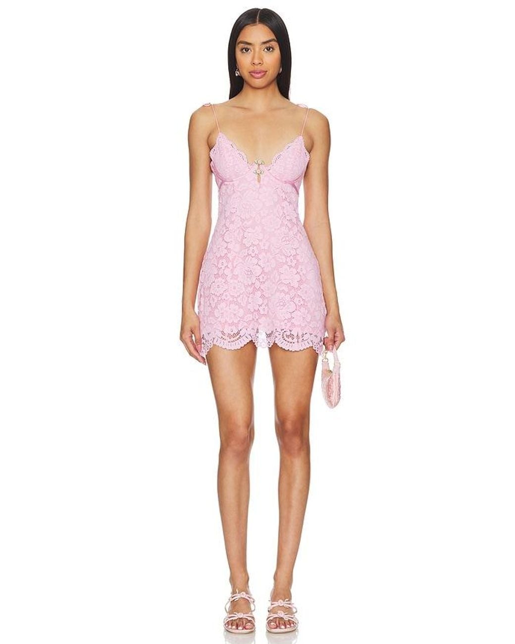 For Love & Lemons Creamsicle Lace Slip Dress in Pink | Lyst Australia