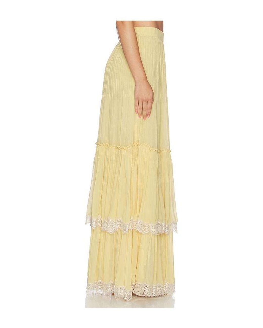 Hemant & Nandita Yellow Pintuck Maxi Skirt