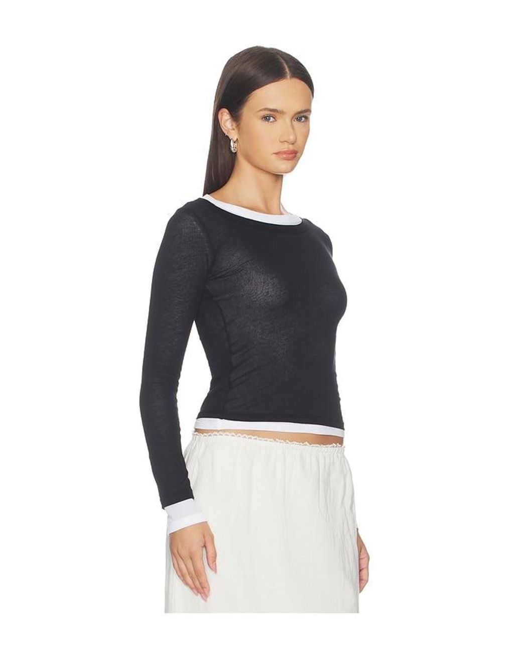 Enza Costa Blue Tissue Jersey Layered Longsleeve