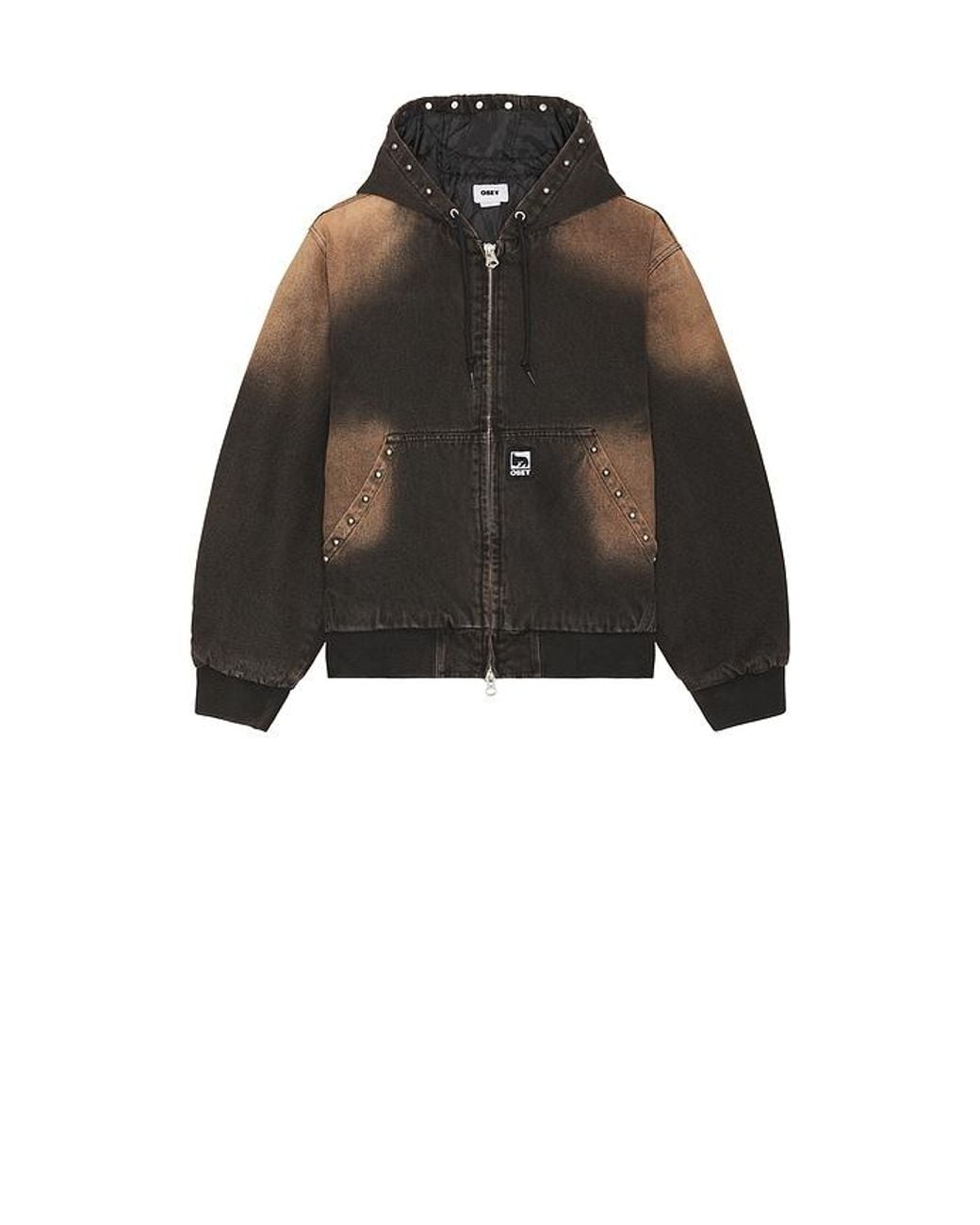 Obey Black Studded Zip Up Jacket for men
