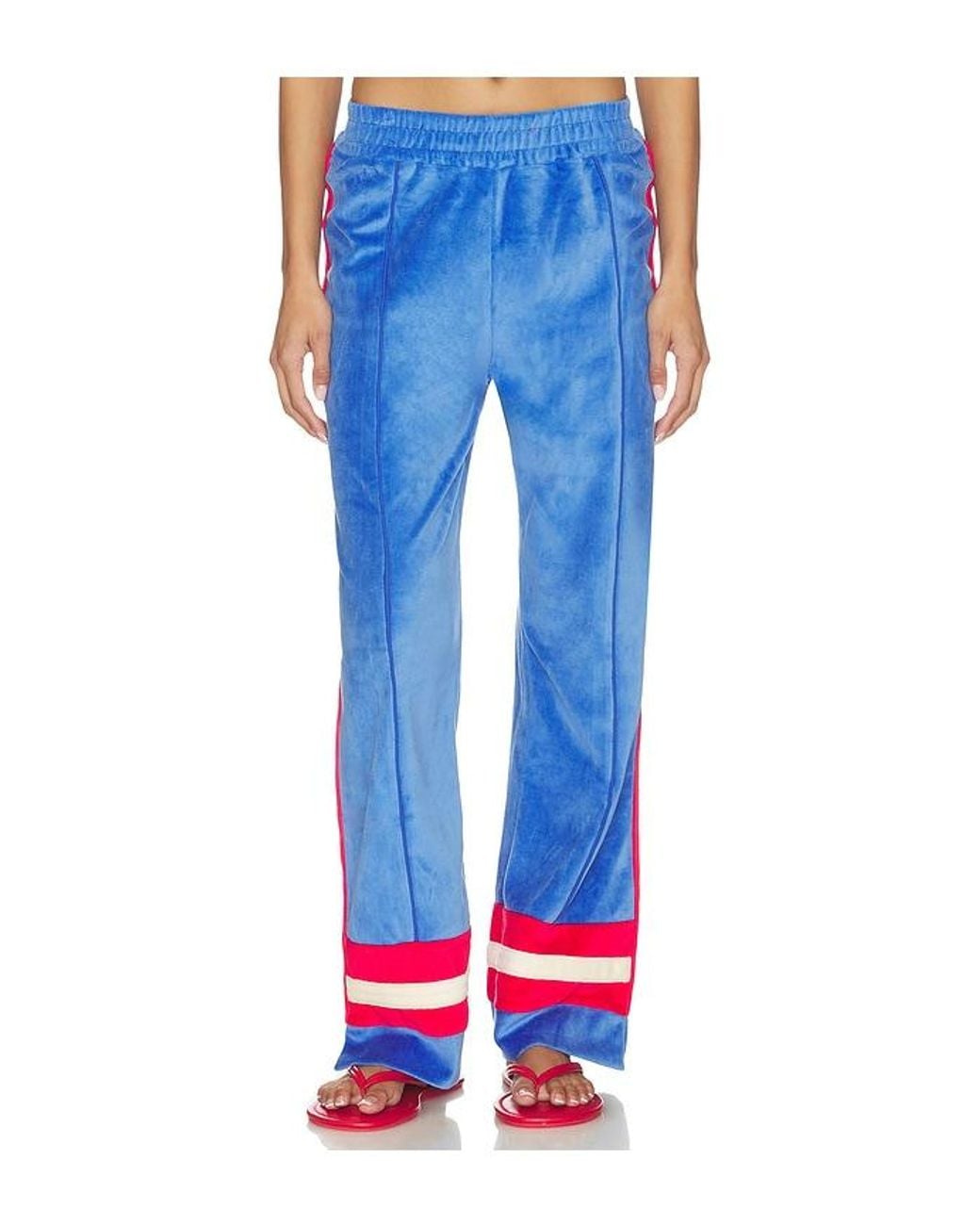Araminta James Blue Velour Stripe Trackpant