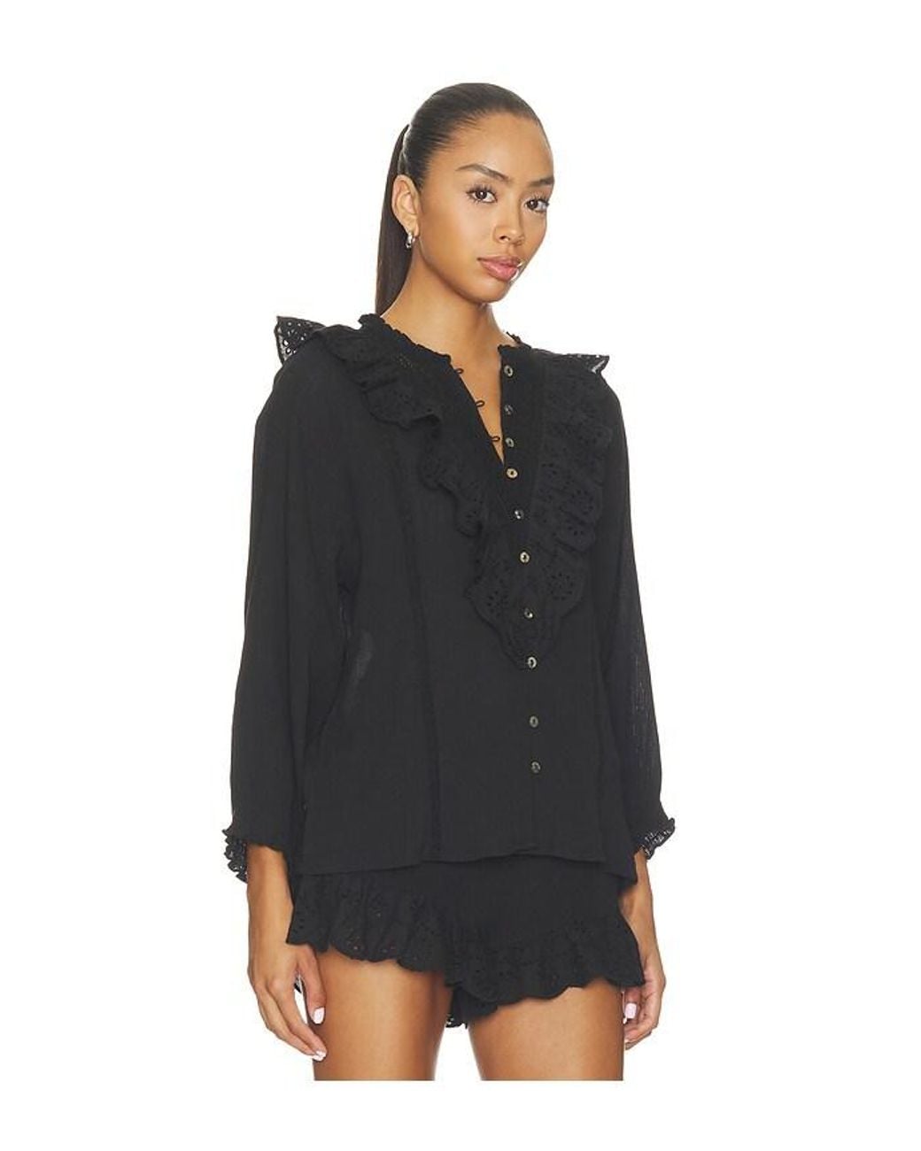 Show Me Your Mumu Black French Blouse
