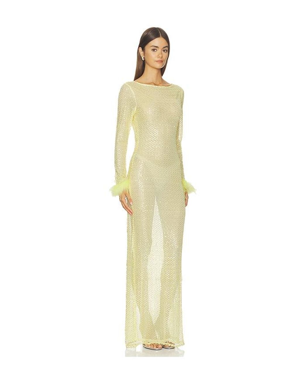 OW Collection Yellow Alva Maxi Dress