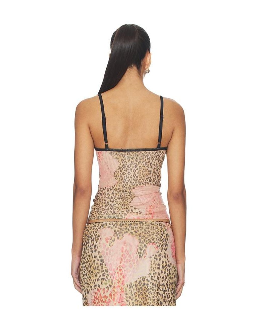 With Harper Lu Natural Mesh Camisole Top