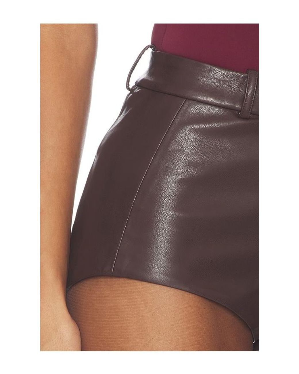Lovers + Friends Brown X Hannah Lizzy Delaney Faux Leather Micro Short