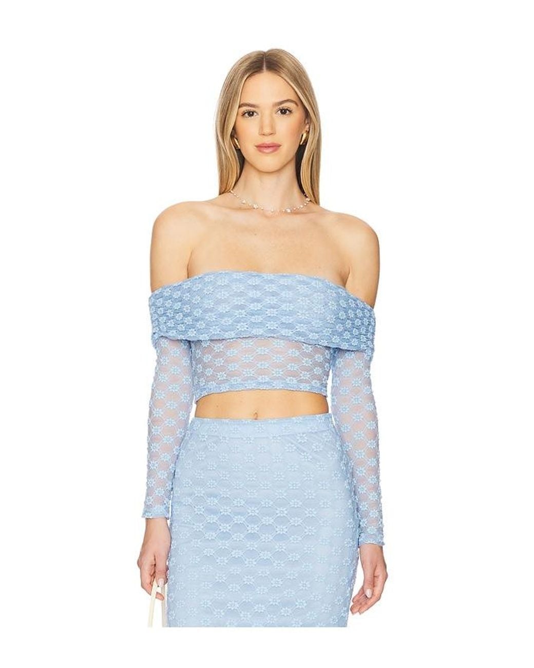 Bardot Blue X Revolve Adoni Off The Shoulder Top