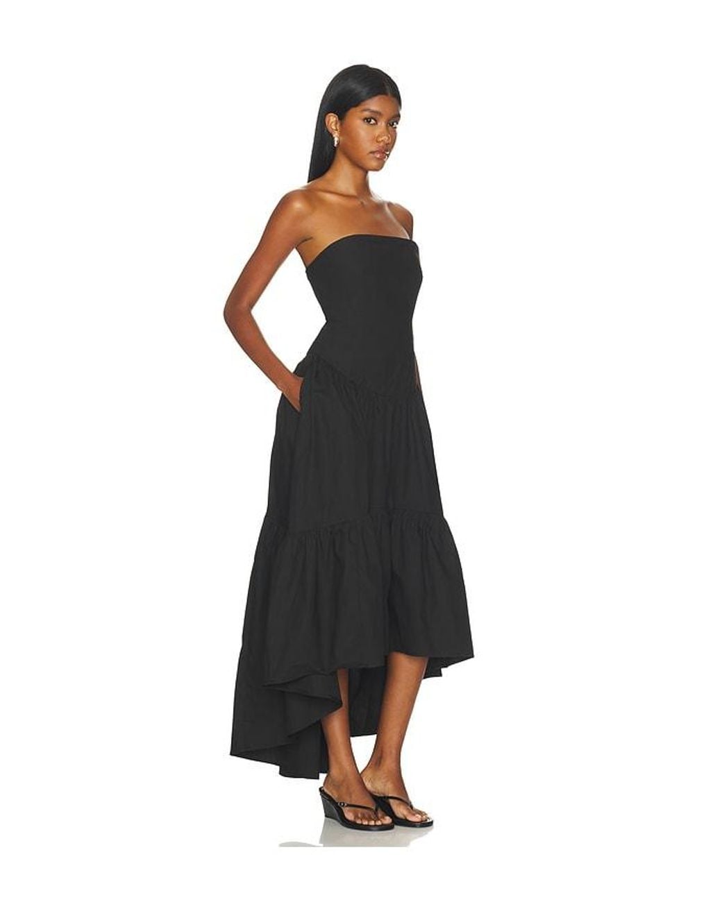 Susana Monaco Black Poplin Tube High Low Dress