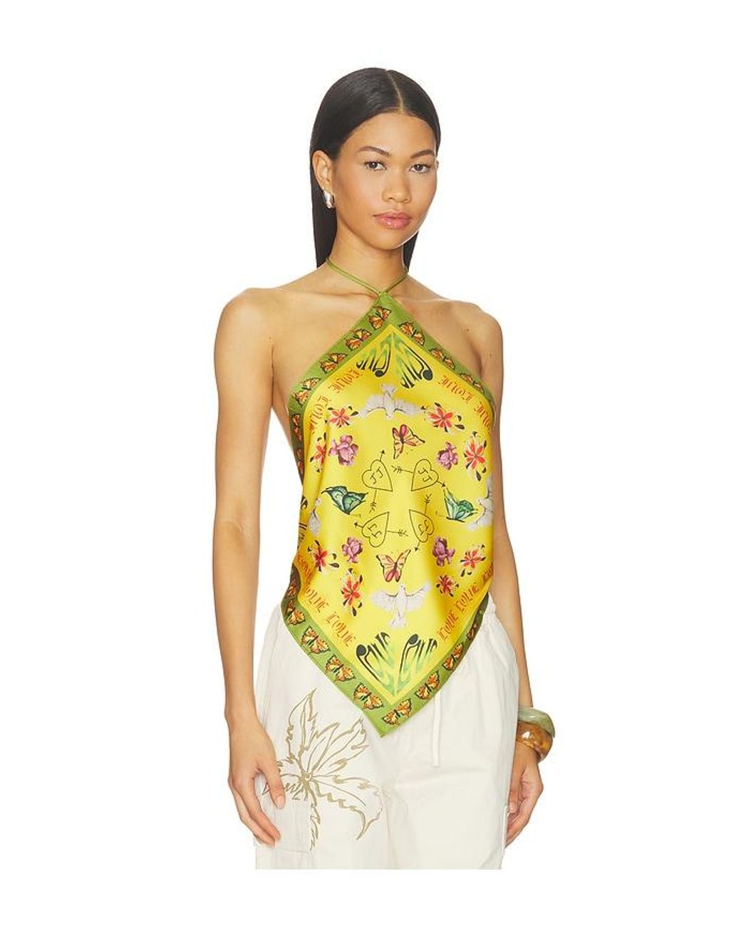 Juliet Johnstone Yellow Bandana Halter Top