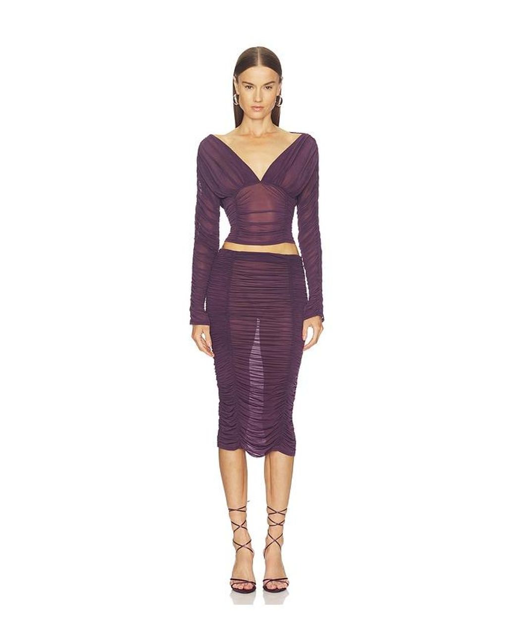 Camila Coelho Purple Nayeli Midi Skirt