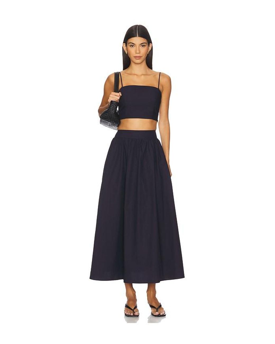Susana Monaco Blue Poplin Midi Skirt