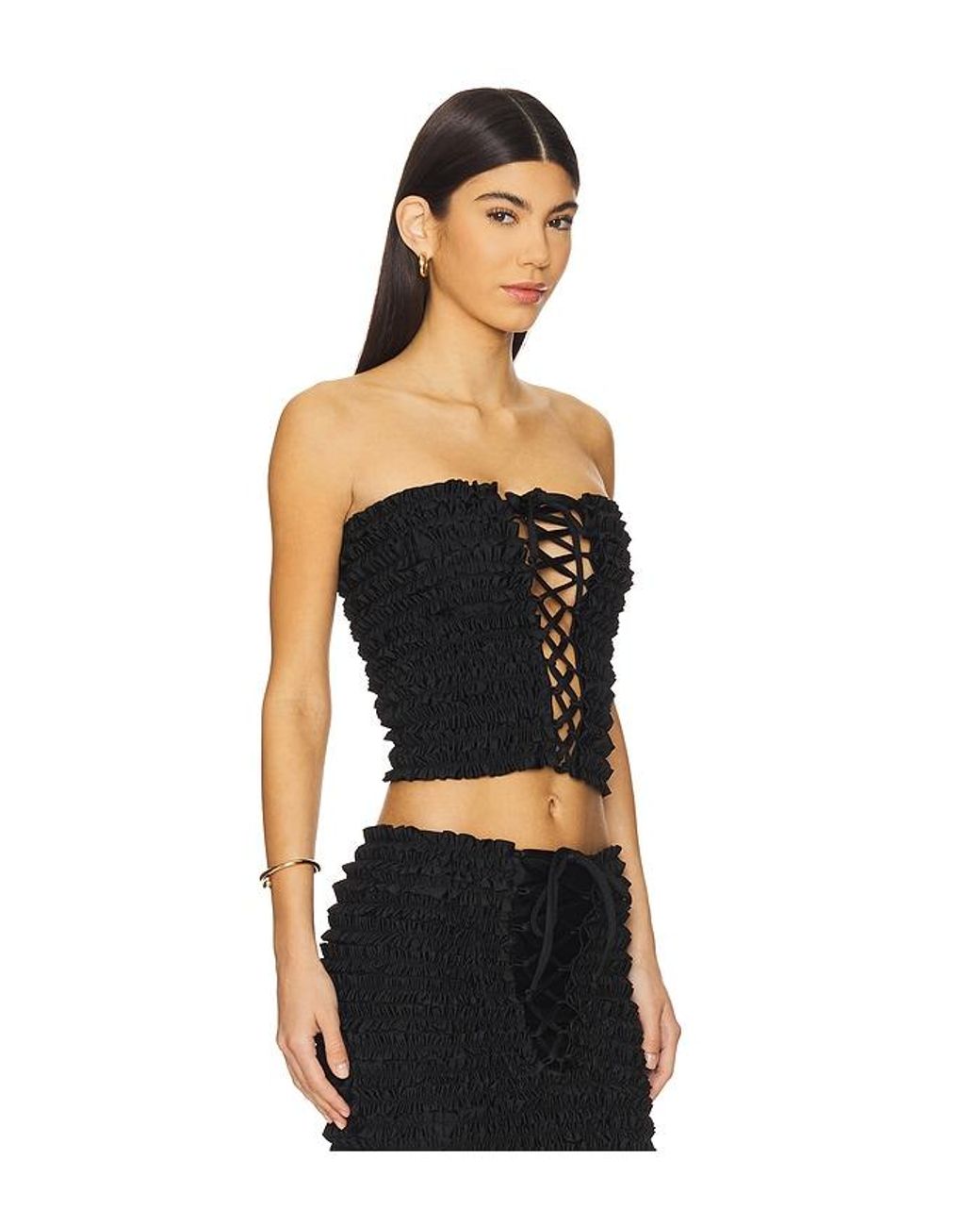 AMOR MIA Black Ruffled Top