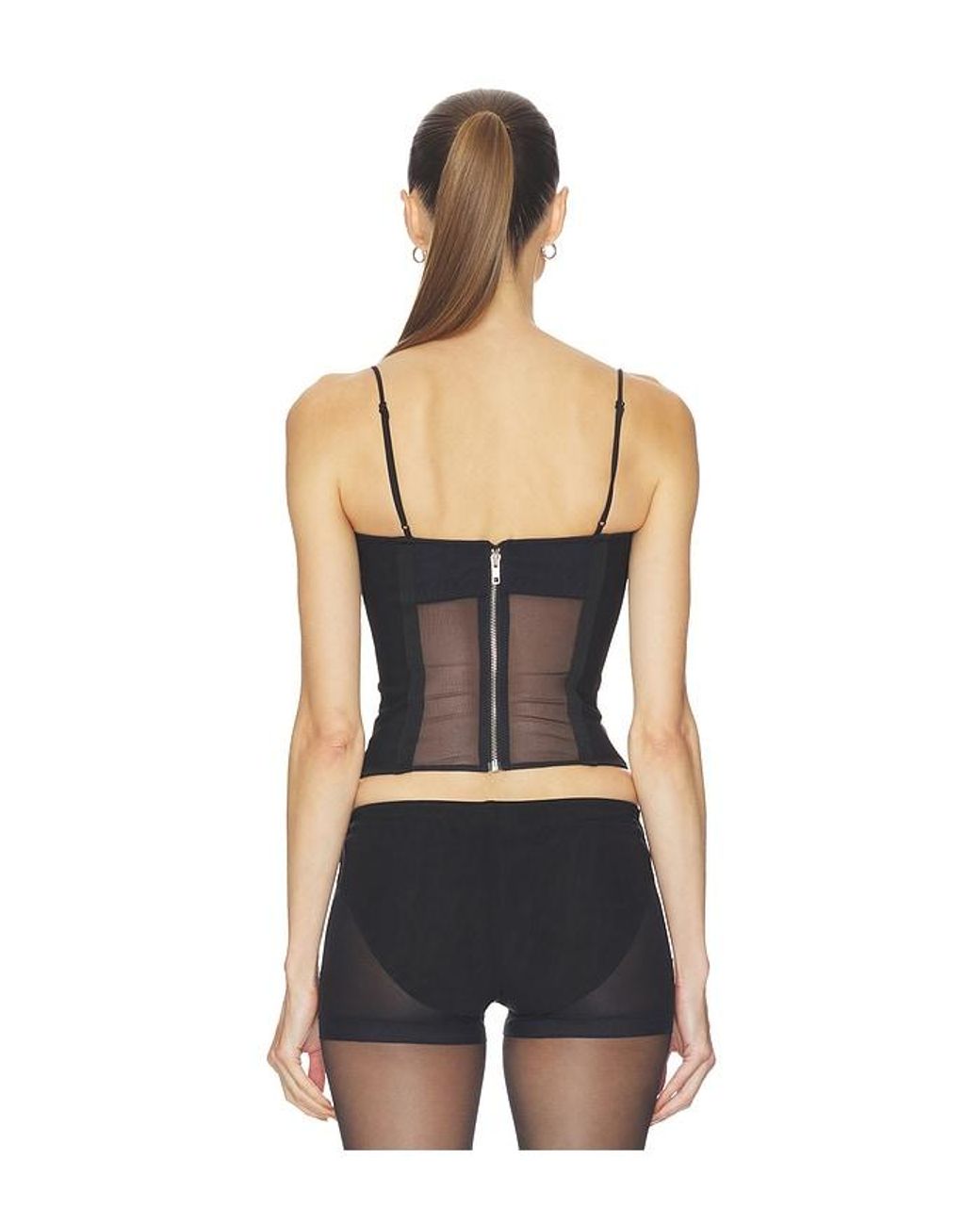 HAELO Black Layered Lace Up Corset Top