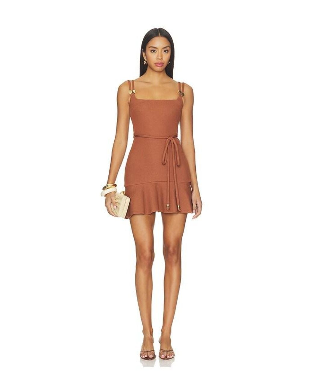 PATBO Brown Cora Knit Mini Dress