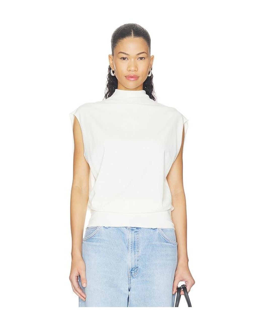 Jonathan Simkhai White Juli Draped Cape Top