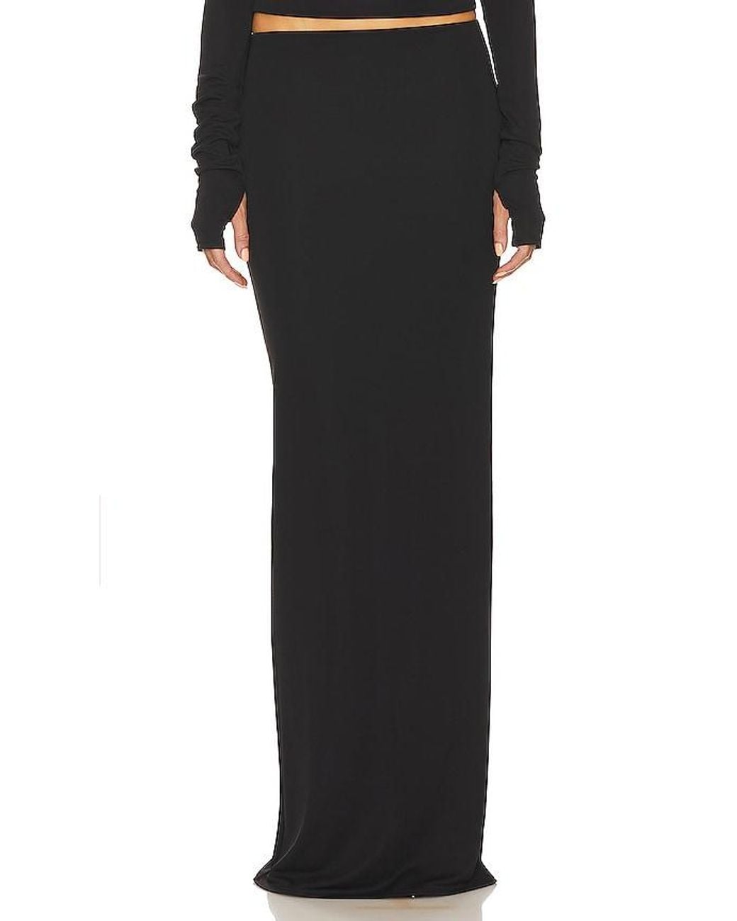 Helsa Black Matte Jersey Slim Skirt