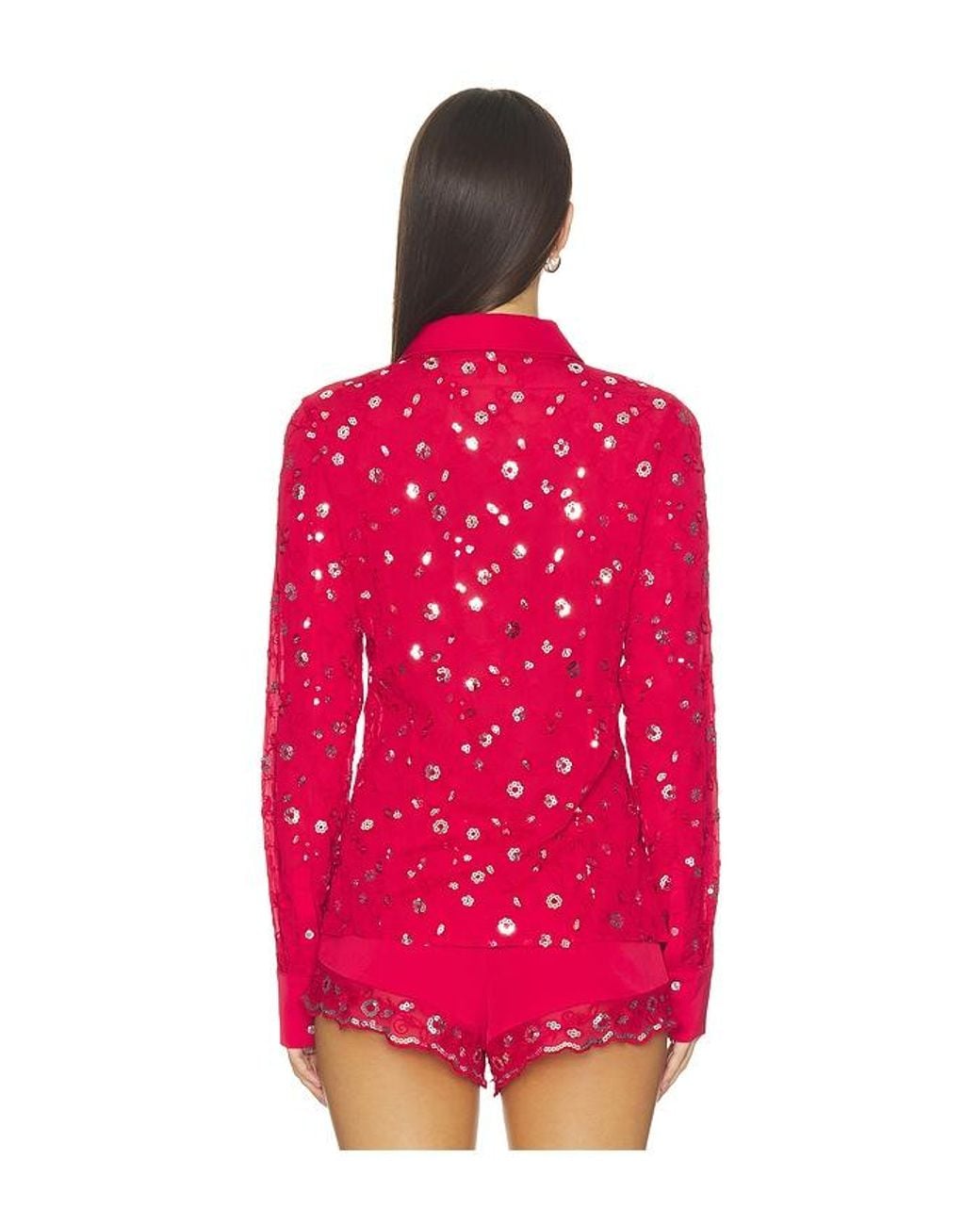 Frankie's Bikinis Red X Devon Lee Carlson Bestie Chiffon Button Down