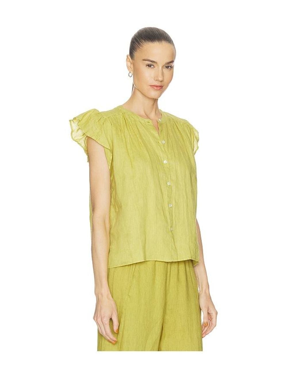 Velvet By Graham & Spencer Yellow Janey Woven Linen Top