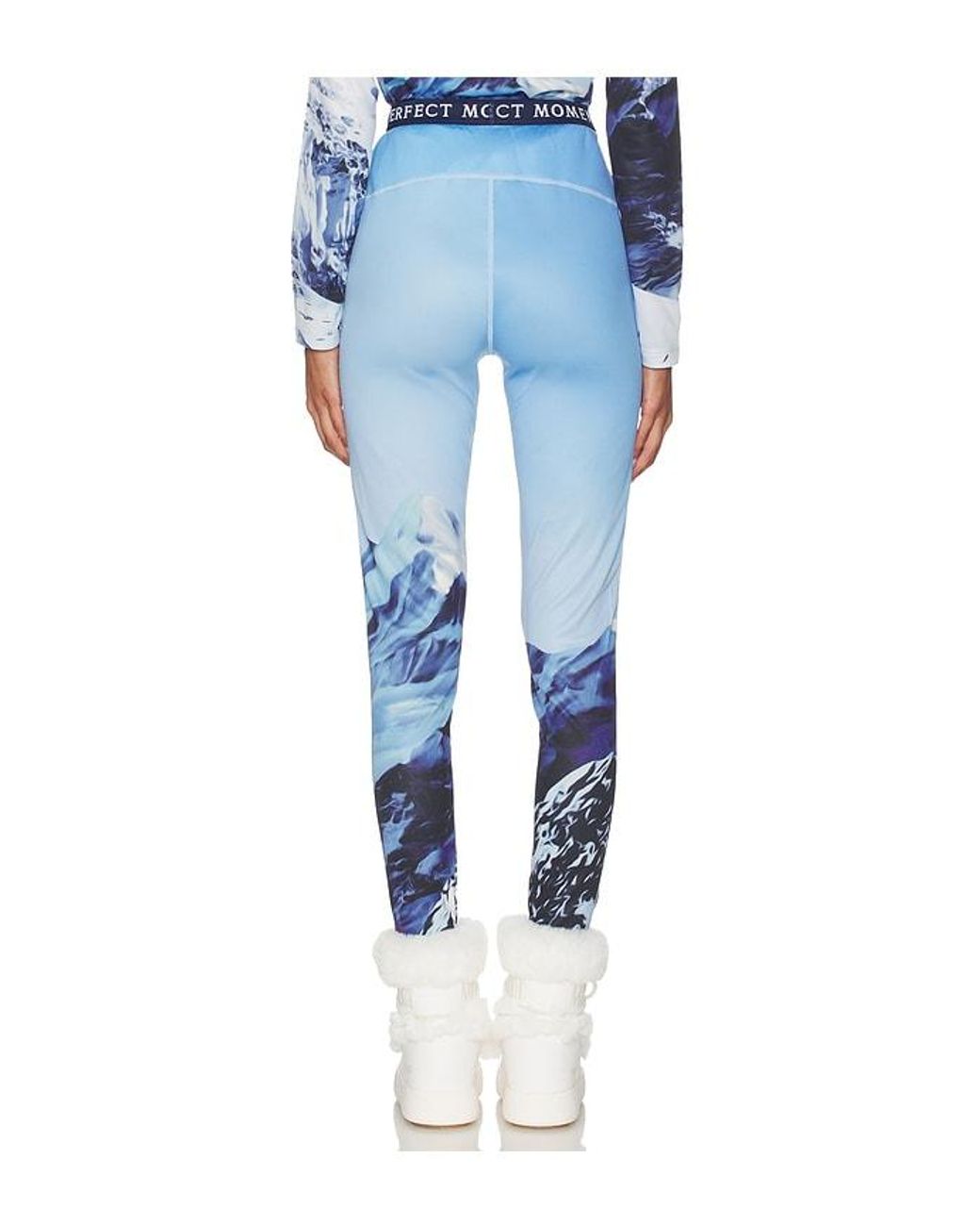 Perfect Moment Blue Printed Base Layer Leggings