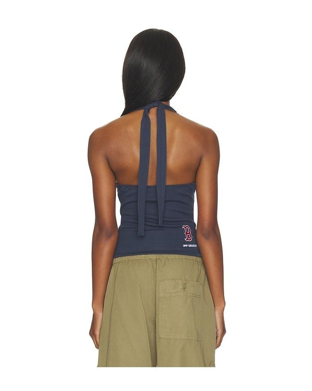 OFF SEASON Blue Ruched Halter Top