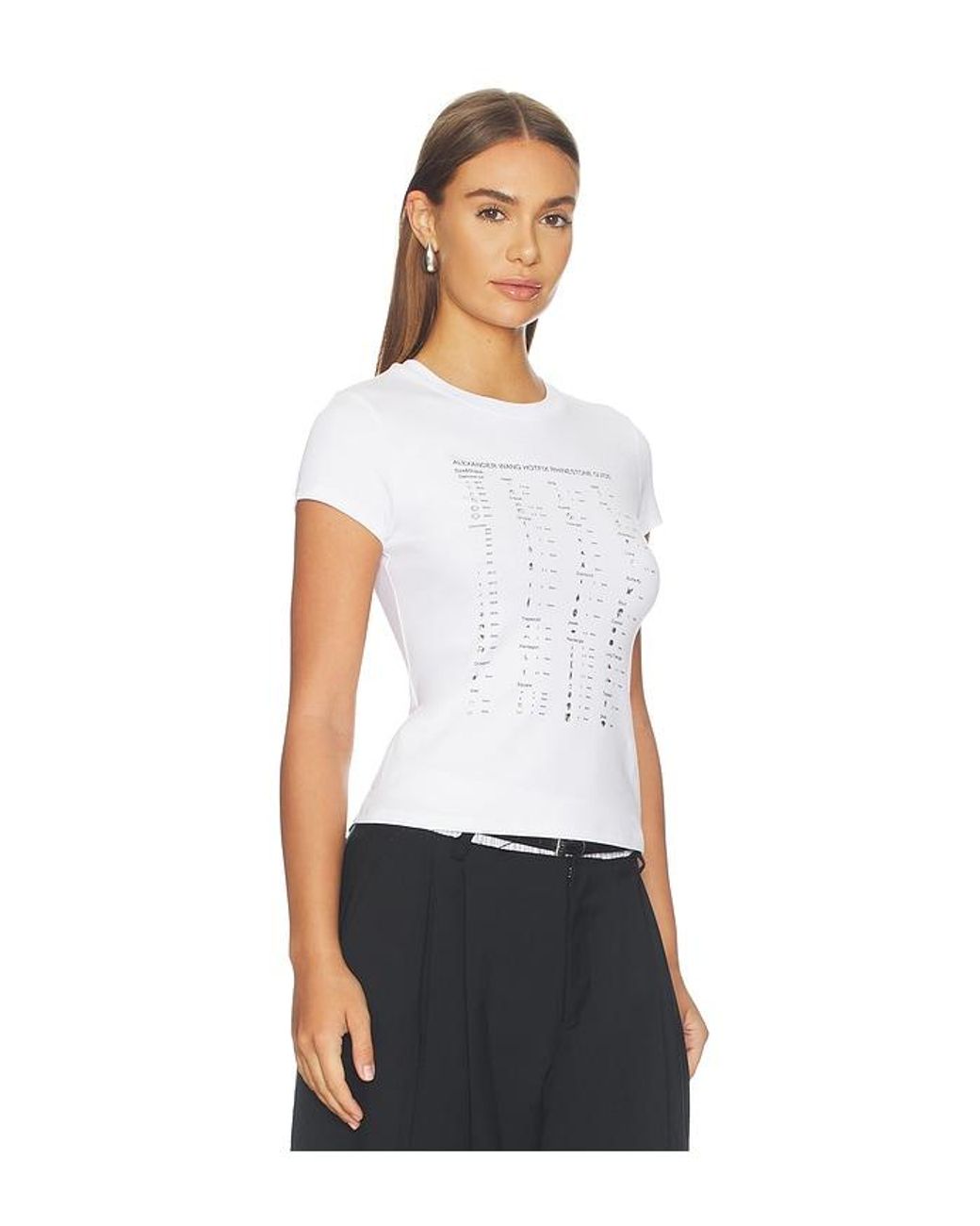 Alexander Wang White Fitted Tee With Hotfix Card Graphic