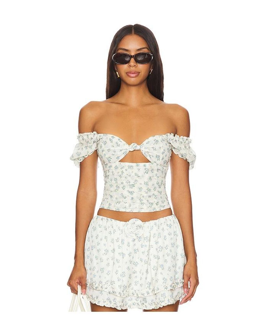 For Love & Lemons White Chateau Top