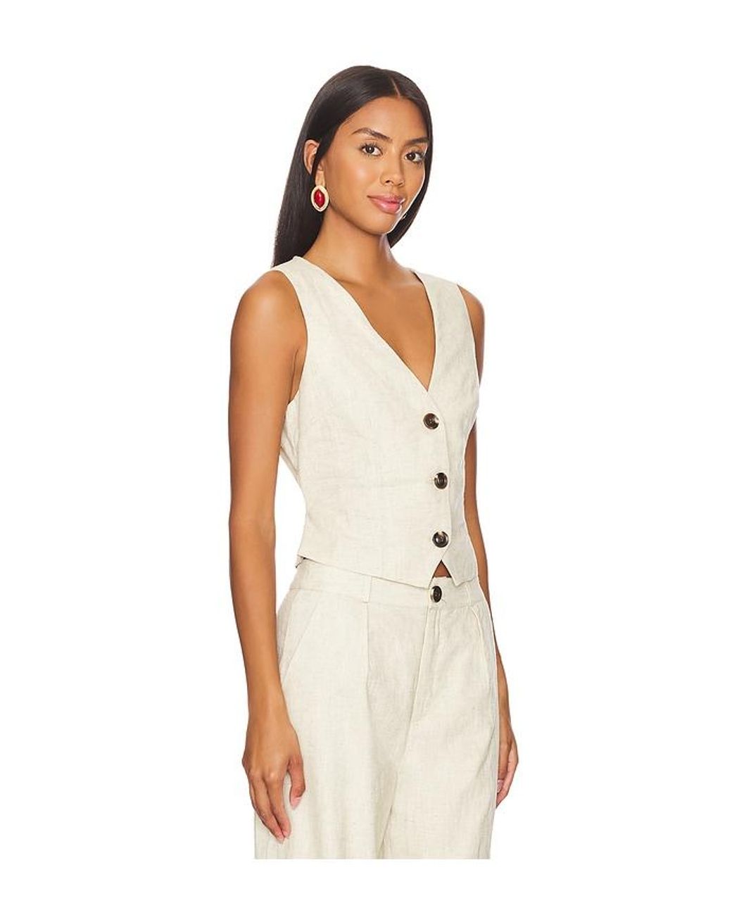 SNDY'S White Allegra Linen Vest