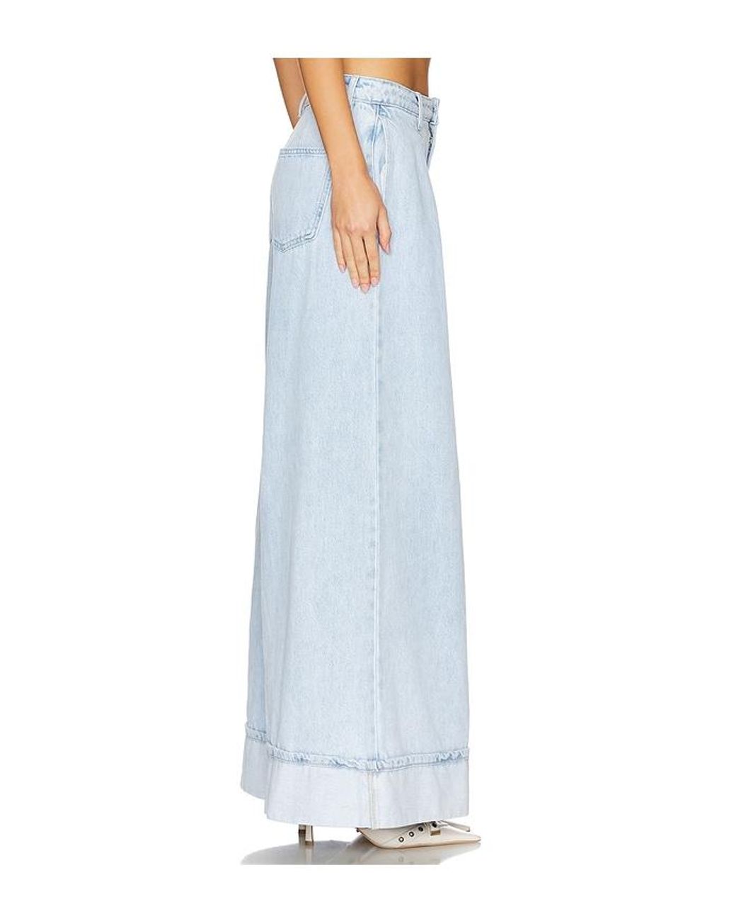 WeWoreWhat Blue Pleated Wide Leg Jeans