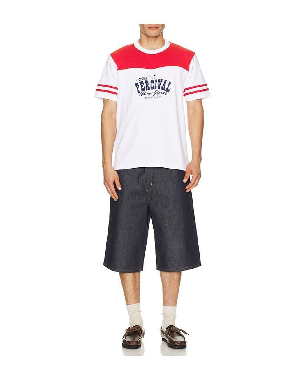 Percival White Cut And Sew Regular Tee for men