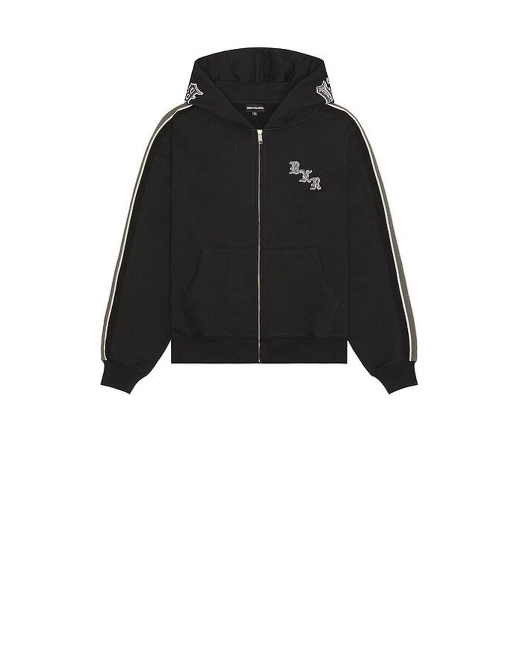 Born X Raised Black Sport Stripe Zip Up Hoodie for men
