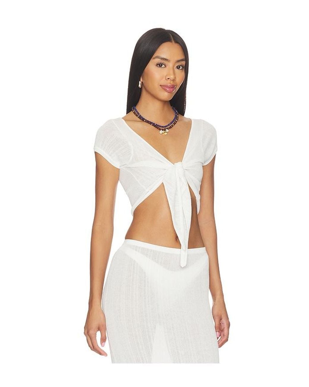 The Rianne Top en White Solid & Striped